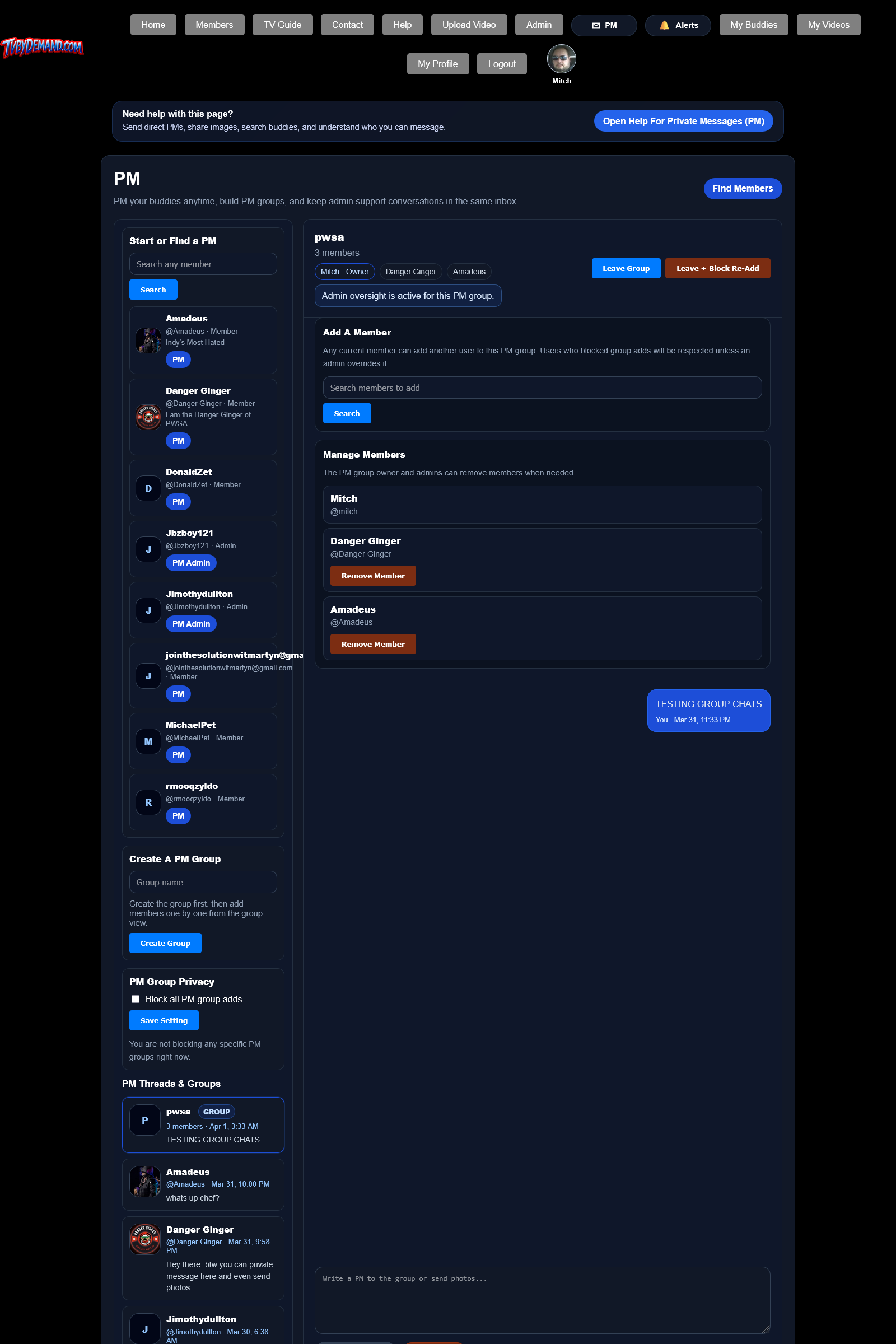 Private Messages (PM)